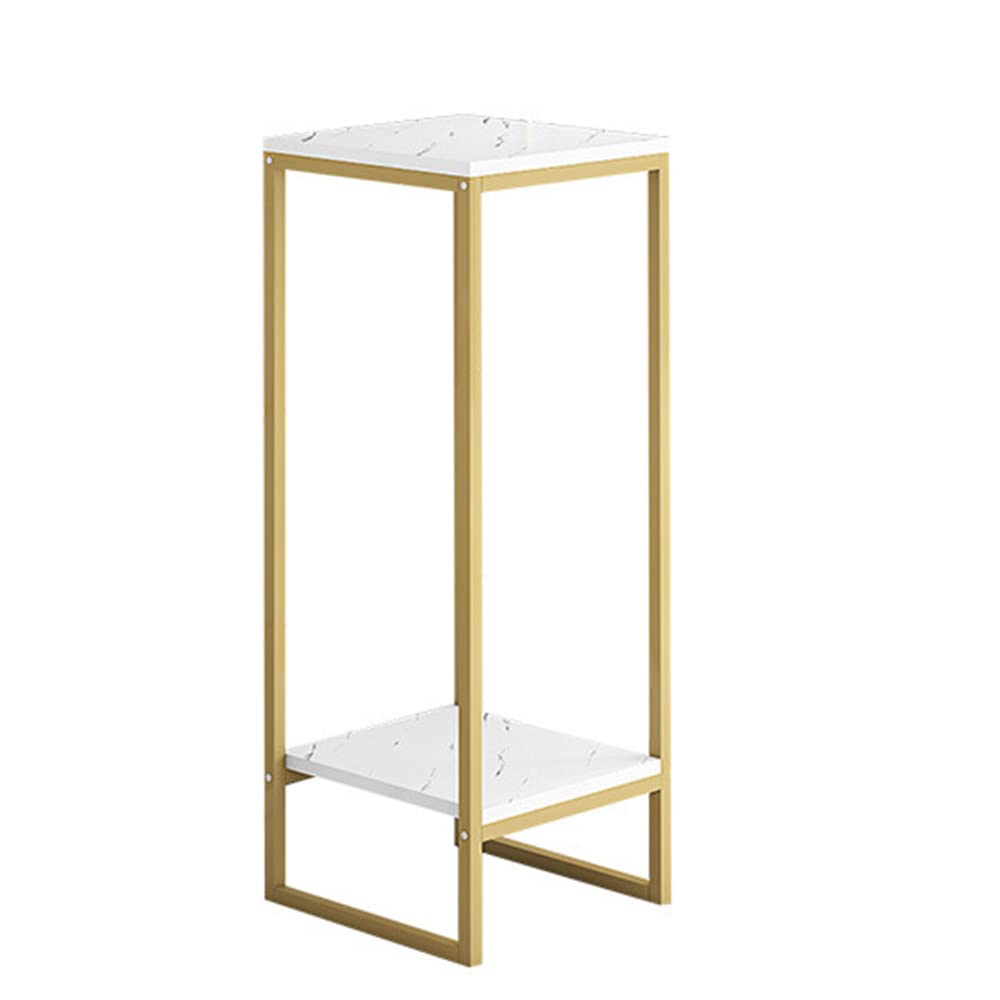 Masuta laterala moderna cu blat aspect marmura 75x30 cm cadru metalic auriu