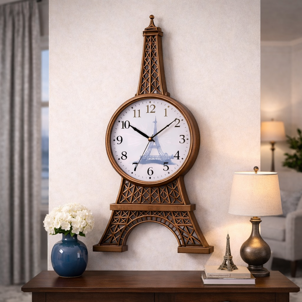 Ceas de perete Turnul Eiffel 70 cm decor modern pentru living si birou