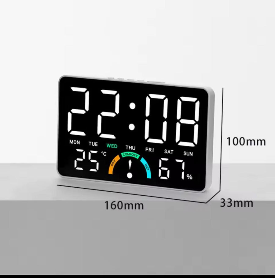 Ceas digital LED cu termometru si higrometru Afisaj mare iluminat