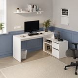 RESIGILAT - Birou modern 139x51x75 cm, cu corp de depozitare 92x40x53 cm, pentru birou, office sau home office