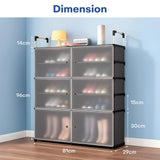 Pantofar Modular cu 6 Compartimente, 81 × 29 × 96 cm, Uși Magnetice Semitransparente, Structură Metalică, Negru/Gri - imagine principala