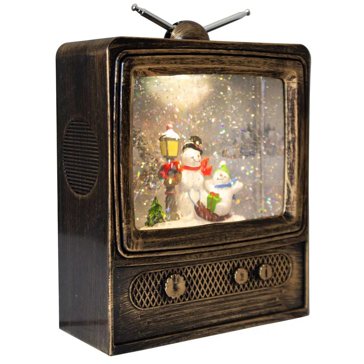 Glob de zapada TV retro cu lumini LED si muzica de Craciun