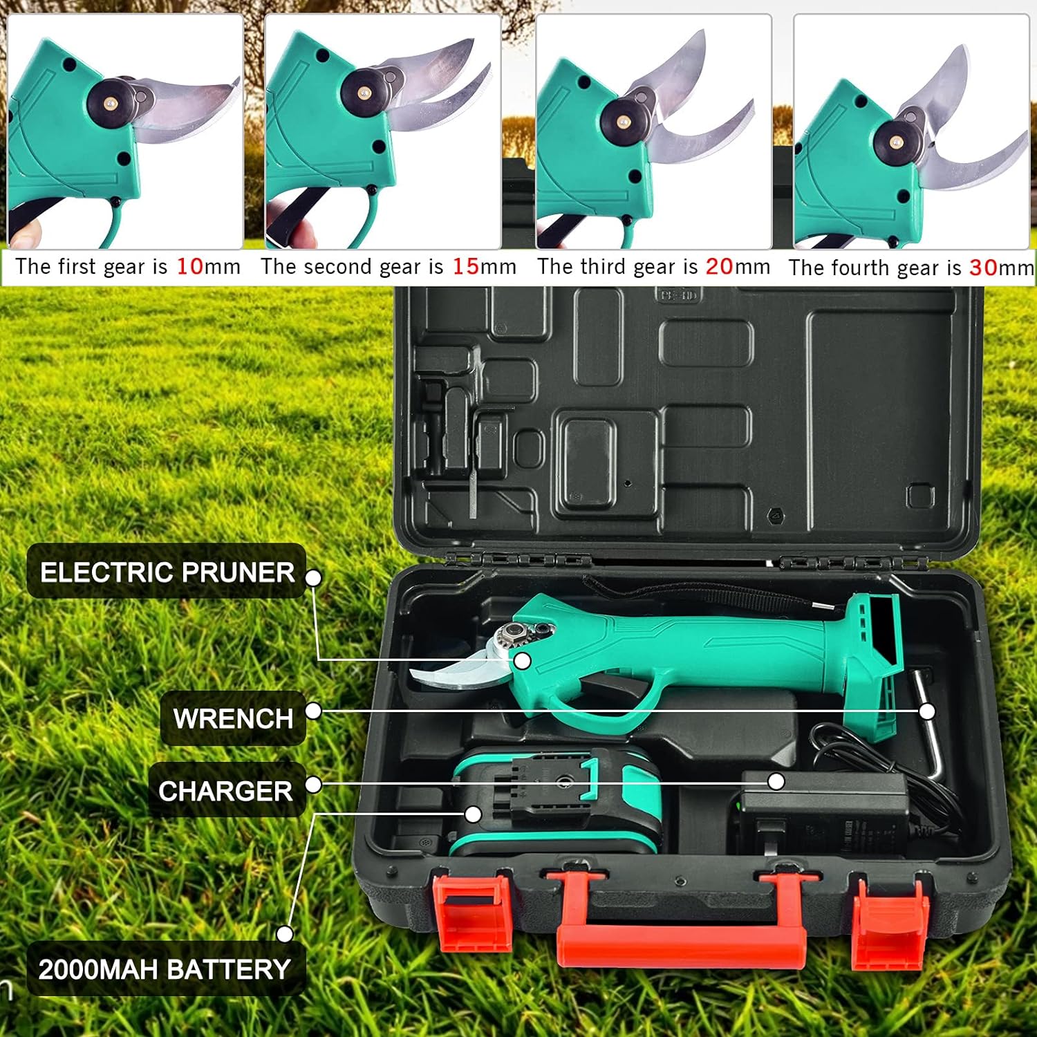 RESIGILAT - Foarfeca electrica pentru vita de vie si crengi, 2 acumulatori 21V-48V, 2Ah-5Ah