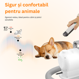 RESIGILAT - Masina de tuns animale 5 in 1 cu Aspirator integrat – Caini si Pisici, 6 dimensiuni de tuns, zgomot redus, Alb