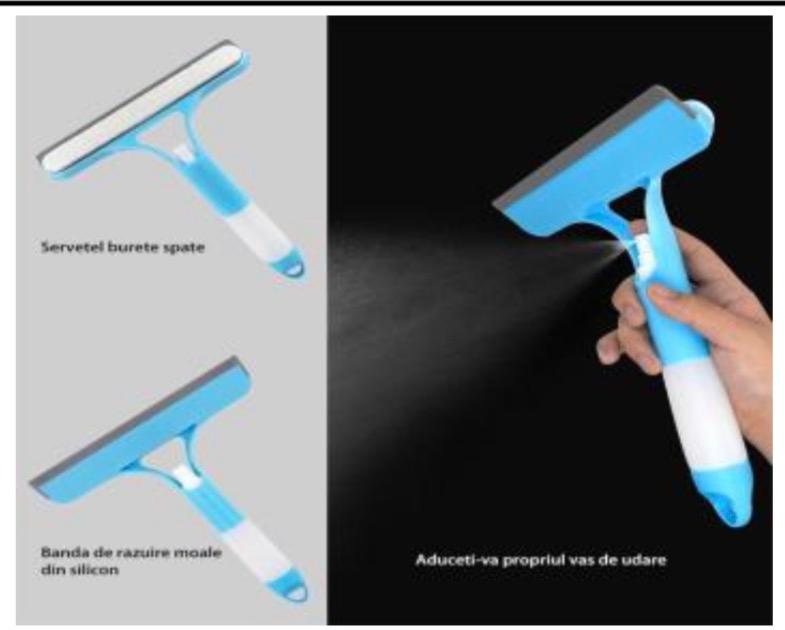 Racleta geamuri 3-în-1 cu pulverizator