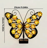 Set 2 Fluturi Solari Decorativi cu Lumini LED Roz Galben pentru Perete Gard - detaliu produs