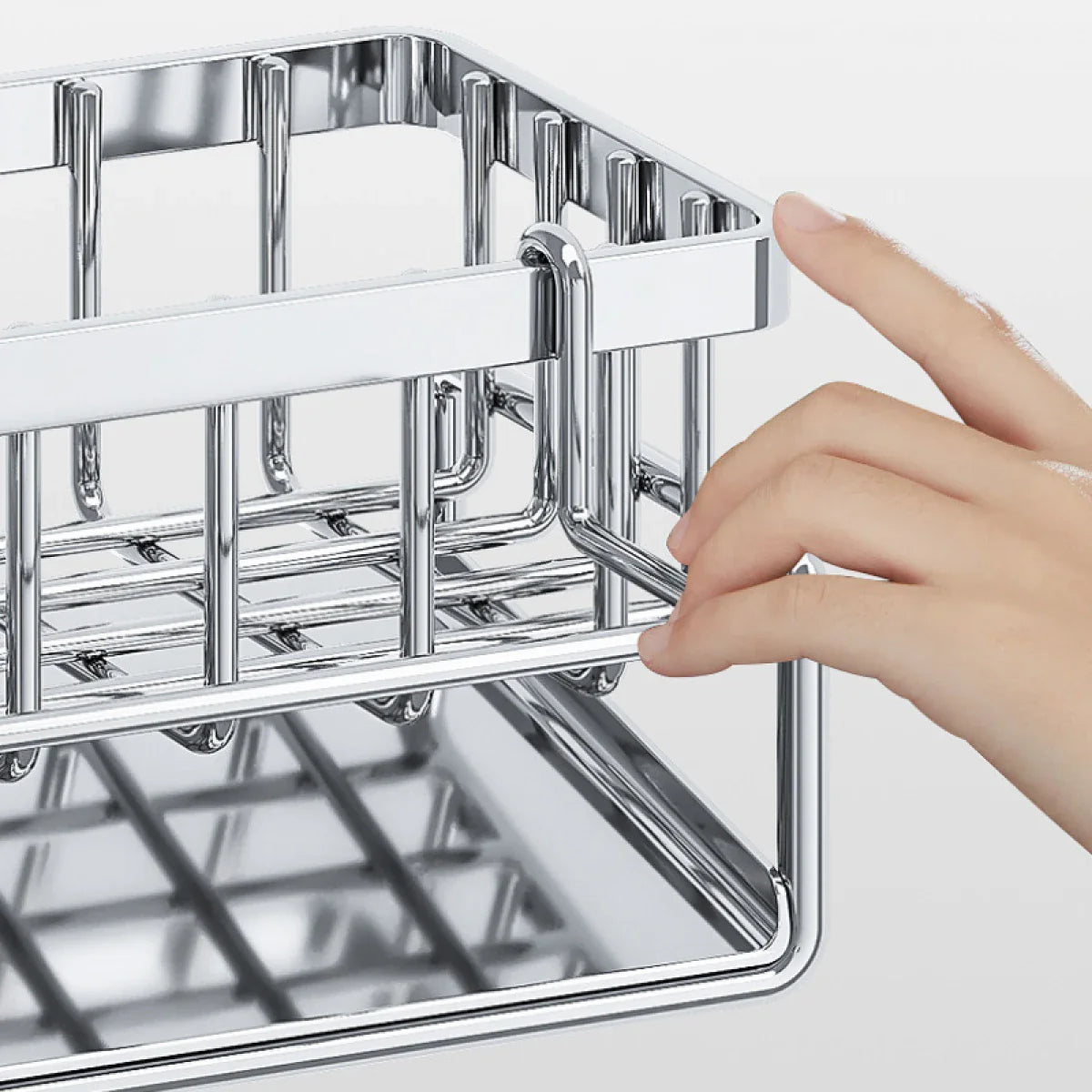 Suport din inox cu scurgere pentru burete vase, 23 x 10 x 9 cm