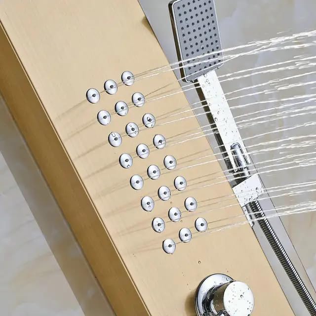 Panou dus hidromasaj inox auriu/argintiu 5 functii