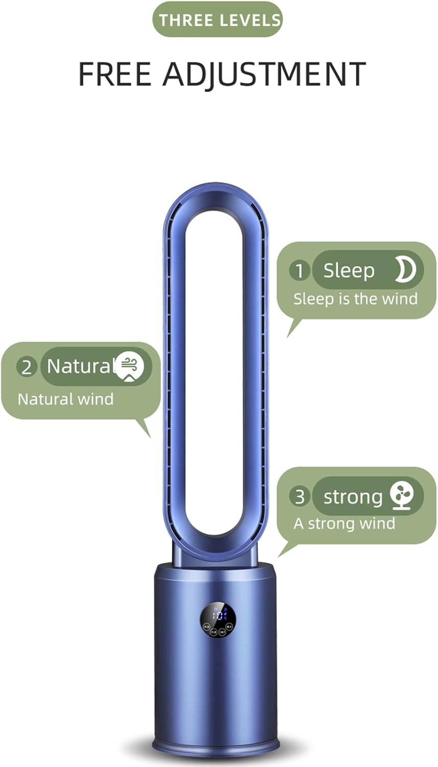 Ventilator fara pale cu purificare HEPA si telecomanda – 3 viteze, oscilatie 120°, design modern