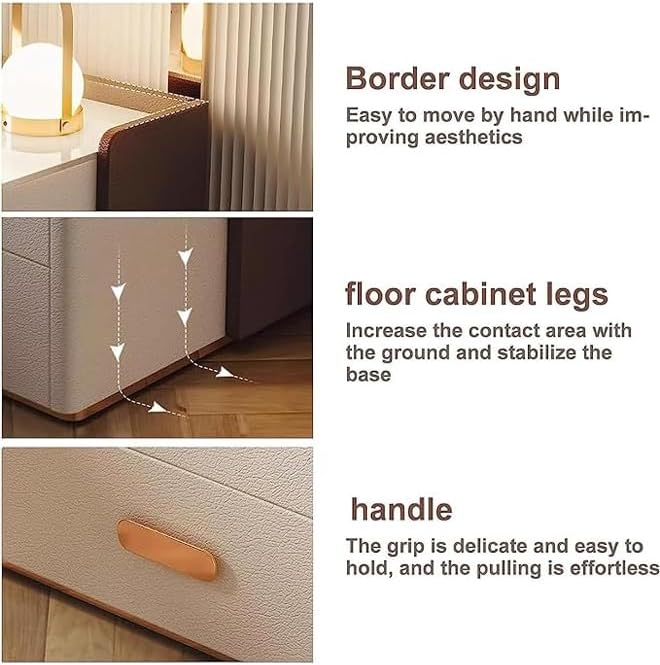 Noptiera inteligenta cu incarcare wireless, lumini LED reglabile, 3 sertare de depozitare, 50x40x56cm