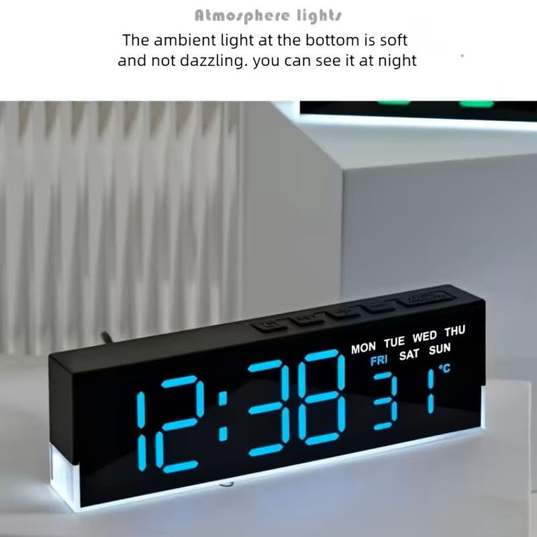 Ceas Digital Led Ceas digital LED Full Screen Display cu alarma duala, temperatura, dat ...