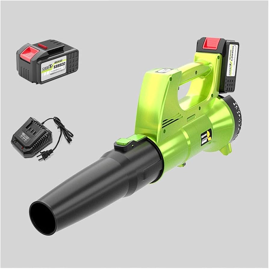 RESIGILAT - Suflanta de frunze electrica cu 2 Acumulatori, Putere 3500W, 12.000 De Rotatii/min, Volum Aer 2.3 Metri Cubi/Minut, Negru/Verde