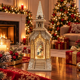 Decorațiune de Crăciun Premium cu Scenă Sfântă, Muzică Festivă și Sclipici în Mișcare – 33 × 12 cm - imagine principala