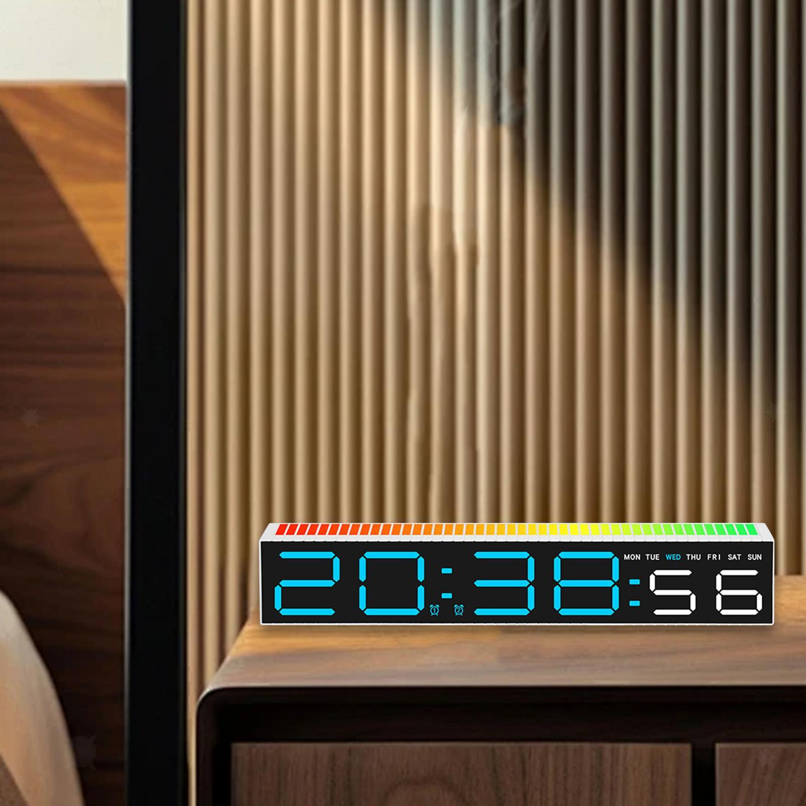 Ceas Electronic LED cu 2 Moduri de Afișare 9 Culori  si Functie Pickup Reactiva la Sunet