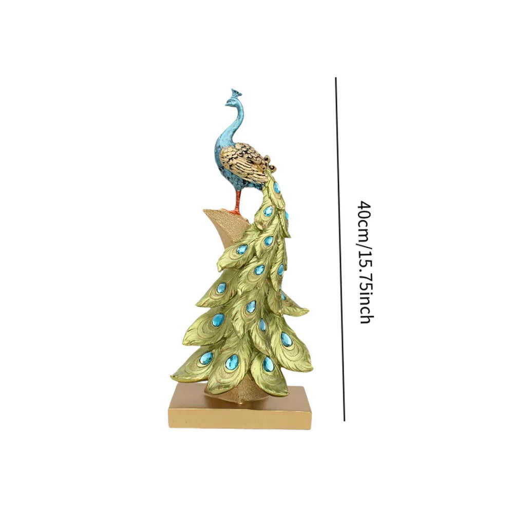 Statueta Decorativa Paun Elegant 40 cm din Rasina