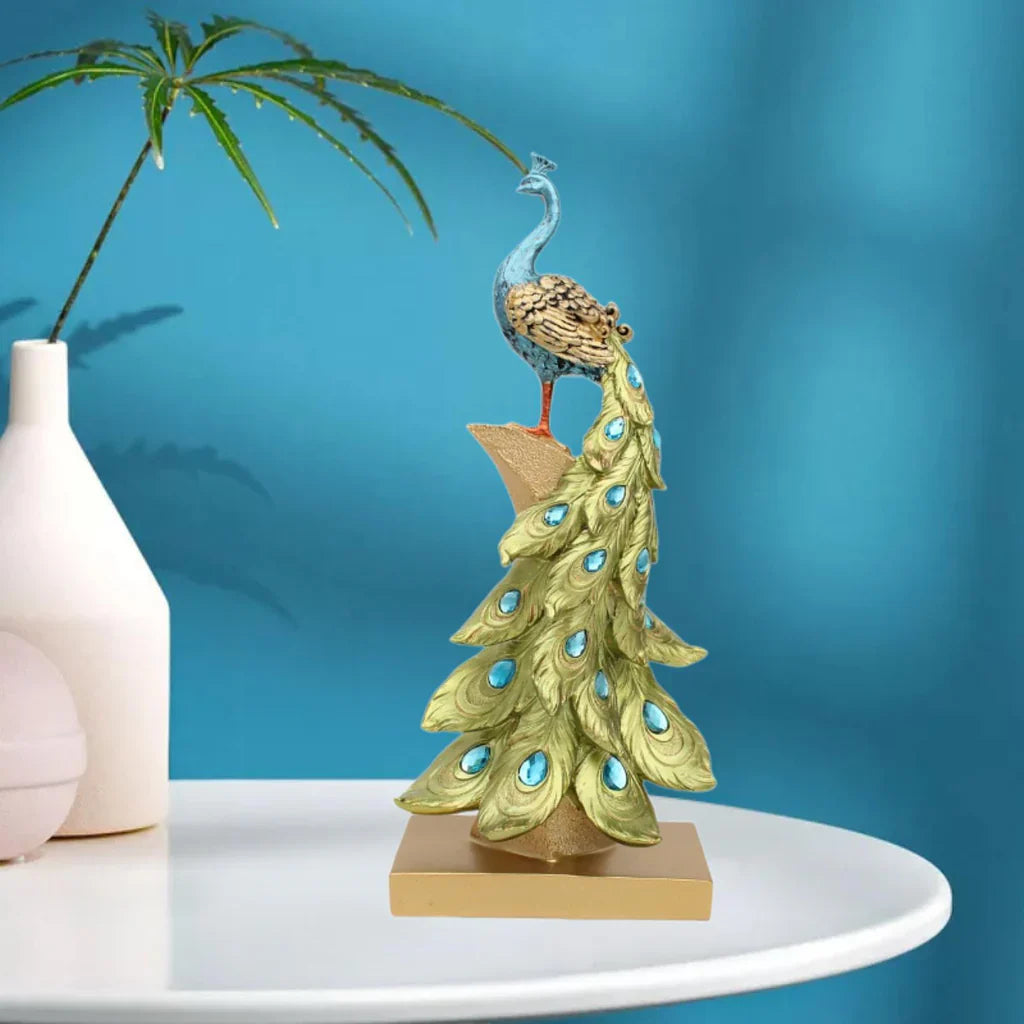 Statueta Decorativa Paun Elegant 40 cm din Rasina