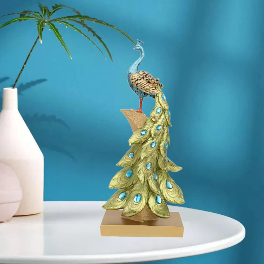 Statueta Decorativa Paun Elegant 40 cm din Rasina