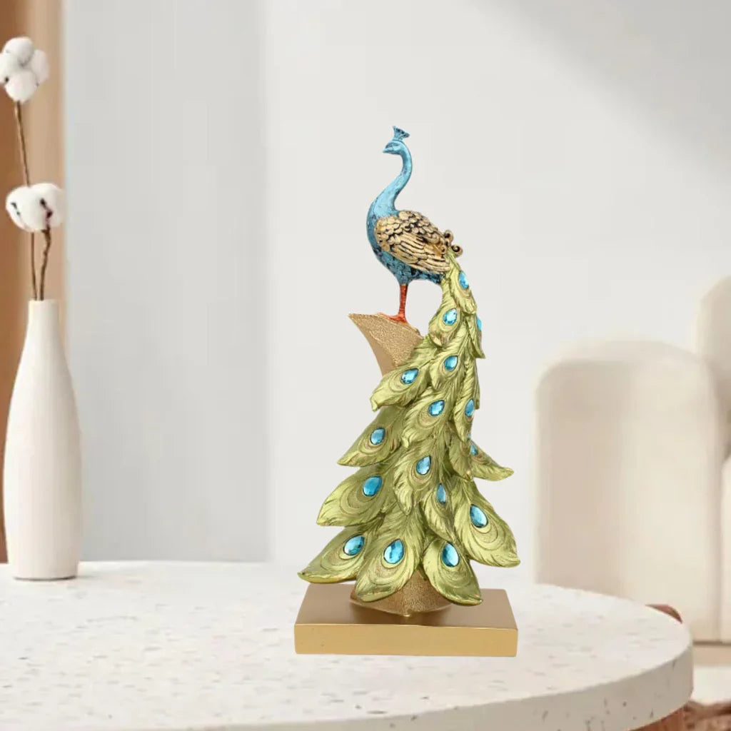 Statueta Decorativa Paun Elegant 40 cm din Rasina