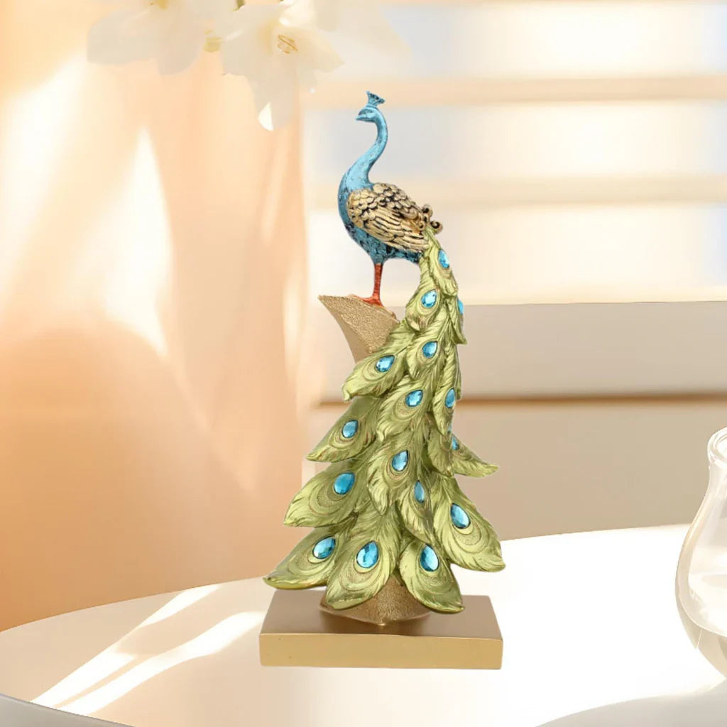 Statueta Decorativa Paun Elegant 40 cm din Rasina