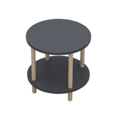 Masuta Cafea Rotunda Lemn Picioare Metalice Design Modern Gri Antracit - detaliu produs