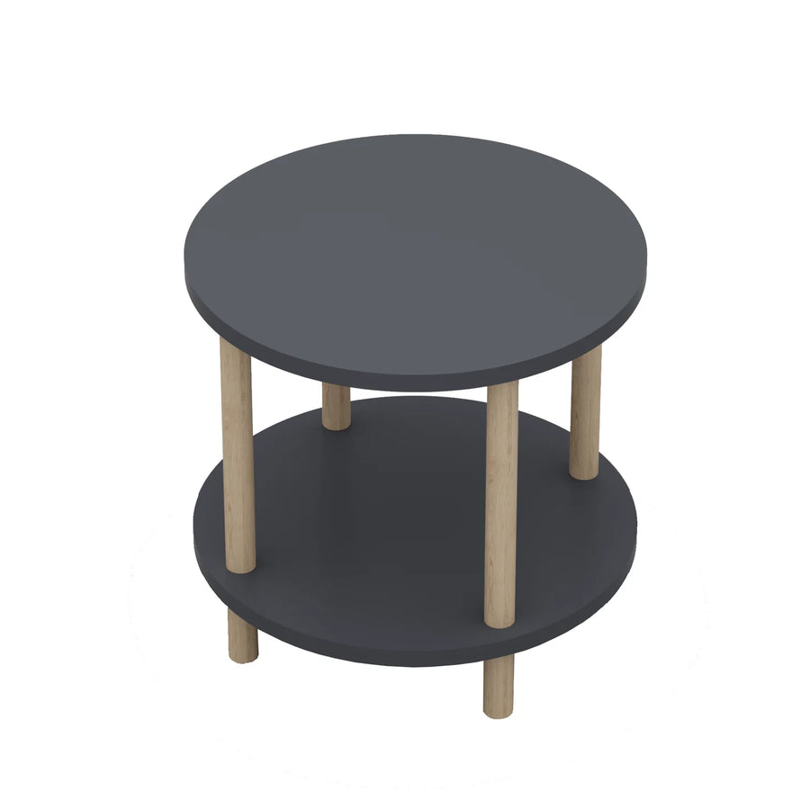 Masuta Cafea Rotunda Lemn Picioare Metalice Design Modern Gri Antracit - detaliu produs