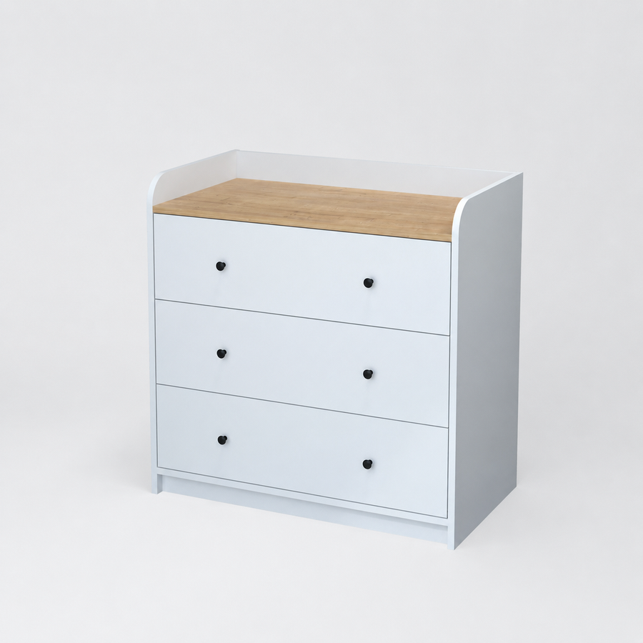 Comoda dormitor din PAL 90x50,1x90 cm, cu 3 sertare si 6 compartimente