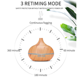 RESIGILAT - Umidificator/Difuzor aromatizator ultrasunete Fresh Air, lemn natur, 7 culori programabil, oprire automata