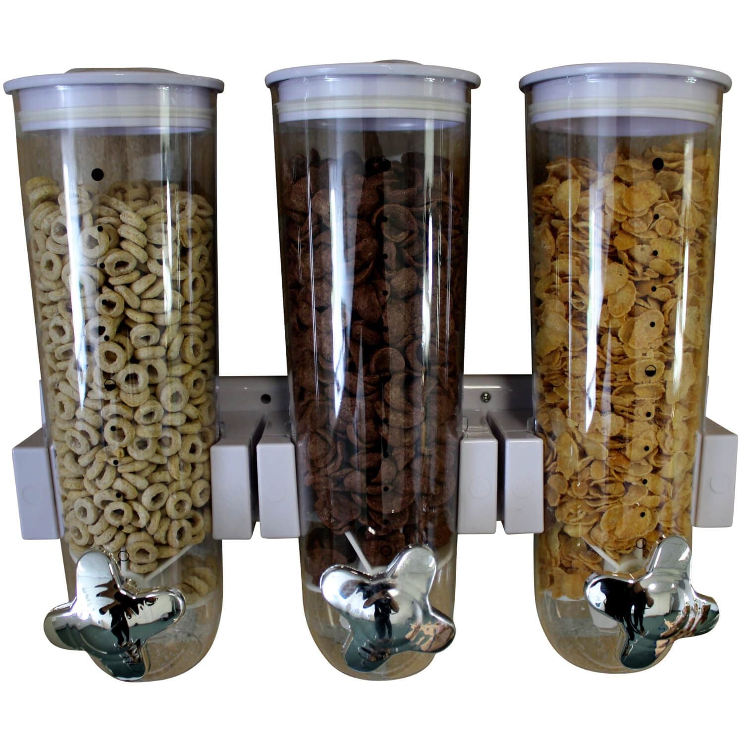 Dozator cu 3 recipiente, pentru cereale, 50x11x31cm, alb