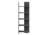 Raft Biblioteca Asimetric 5 Polite MDF Negru Decorativ Perete - imagine principala