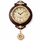 RESIGILAT - Ceas de perete clasic cu pendul 42x31 cm design elegant ALB/maro cu auriu vintage