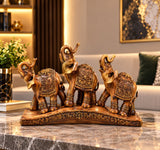 Statuetă Decorativă Premium cu 3 Elefanți, Design Oriental, Finisaj Bronz-Auriu, din Rășină – 27 × 13 cm - detaliu produs