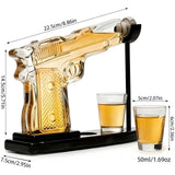 Set Decantor Bauturi  Forma Pistol si Gloante 220ml/50ml Sticla Lemn - detaliu produs