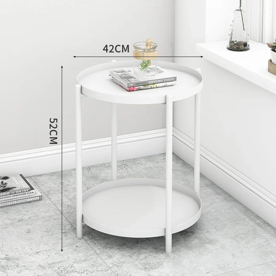 Masuta rotunda pentru cafea din metal, 2 nivele, 42 x 52 cm, negru