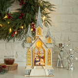 Decoratiune de Craciun Felinar Led Biserica Nasterea Domnului Muzical XL 41cm - imagine principala