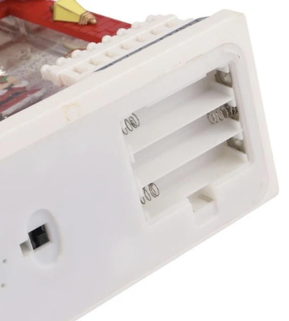 Decoratiune Craciun premium, scena Mos Craciun si spiridusi cu sclipici si muzica