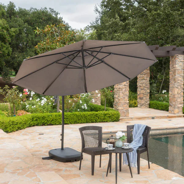 Umbrela de soare suspendata pentru gradina sau terasa, rotunda 3m X 2.5m X 2.3m, suport inclus