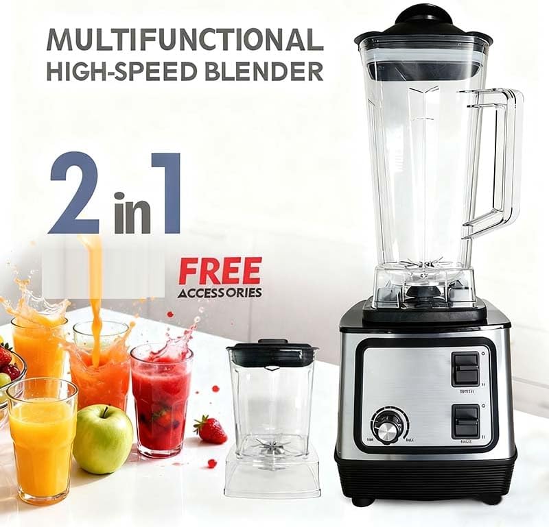 Storcător multifuncțional și mixer, 2-în-1 blender profesional și procesor de alimente, 2.5L, 600W, finisaj argintiu