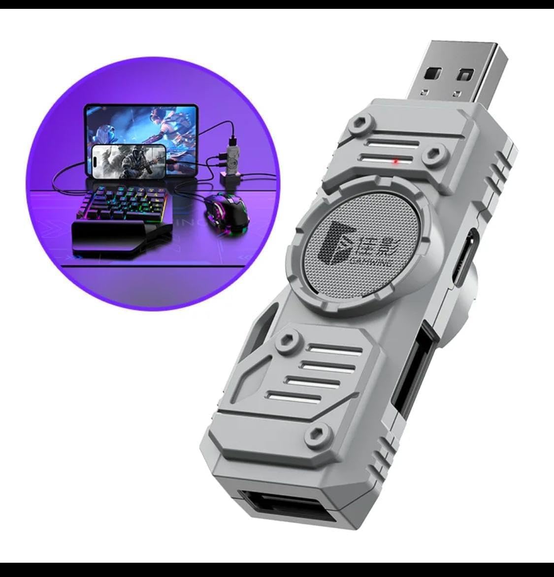 Set Gaming telefon complet 5 in 1 cu tastatura Iluminata RGB, emulator jocuri telefon, mouse gaming, suport telefon Inclus, mouse pad Inclus, Wireless, cu inteligent Spray control, compatibil Android