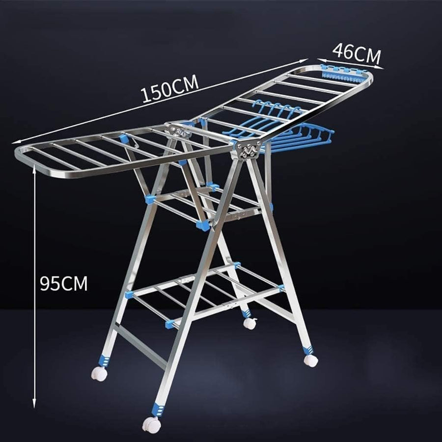 Uscator rufe pliabil metalic premium 150x90x46 cm – suport haine, dublu nivel, economisitor de spatiu