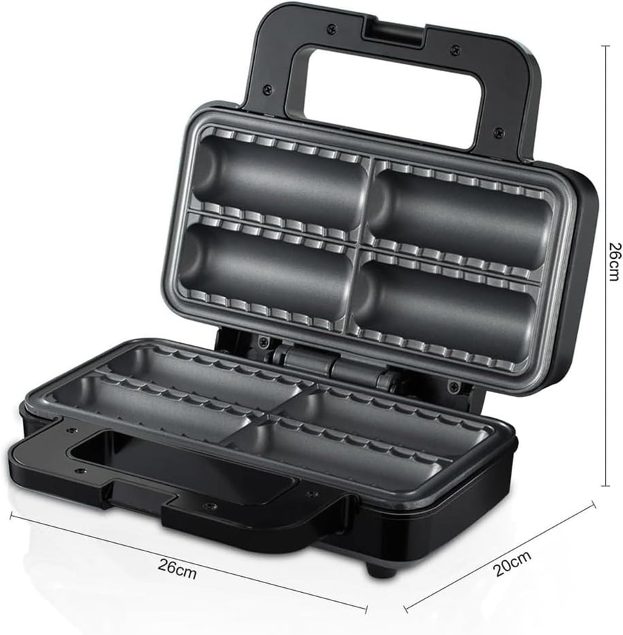 Aparat electric pentru 4 rulouri cu carnati sau placinte umplute in acelasi timp, RAF R529, 800 W, negru
