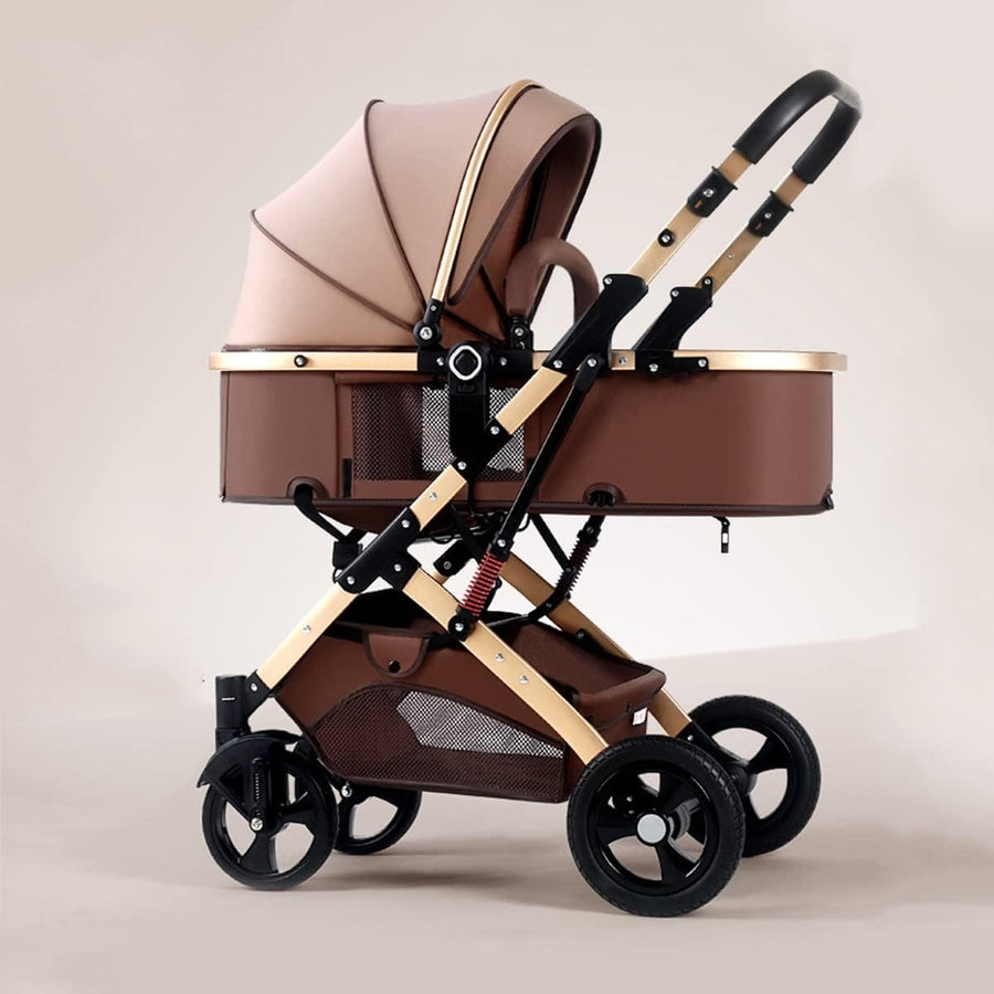 Carucior Bebelusi 2 in 1 Premium, Pliabil, cu Roti Cauciuc si Suspensii, Transformabil Landou-Sport, Cos Depozitare, 0-36 Luni