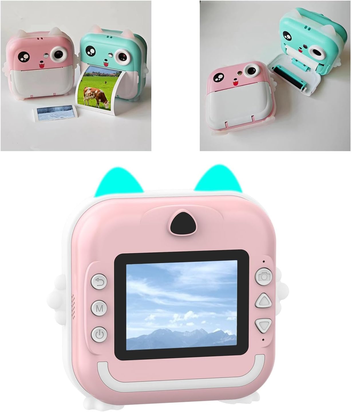 RESIGILAT - Aparat foto digital cu imprimare termica pentru copii, focalizare automata, display color de 2,4 inch 1080P Full HD