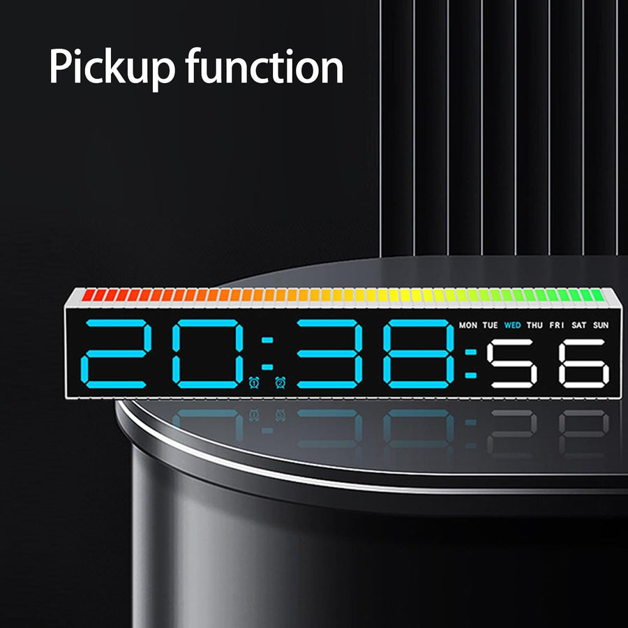Ceas Electronic LED cu 2 Moduri de Afișare 9 Culori  si Functie Pickup Reactiva la Sunet