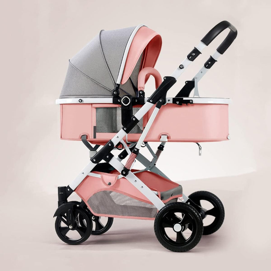 Carucior Bebelusi 2 in 1 Premium, Pliabil, cu Roti Cauciuc si Suspensii, Transformabil Landou-Sport, Cos Depozitare, 0-36 Luni