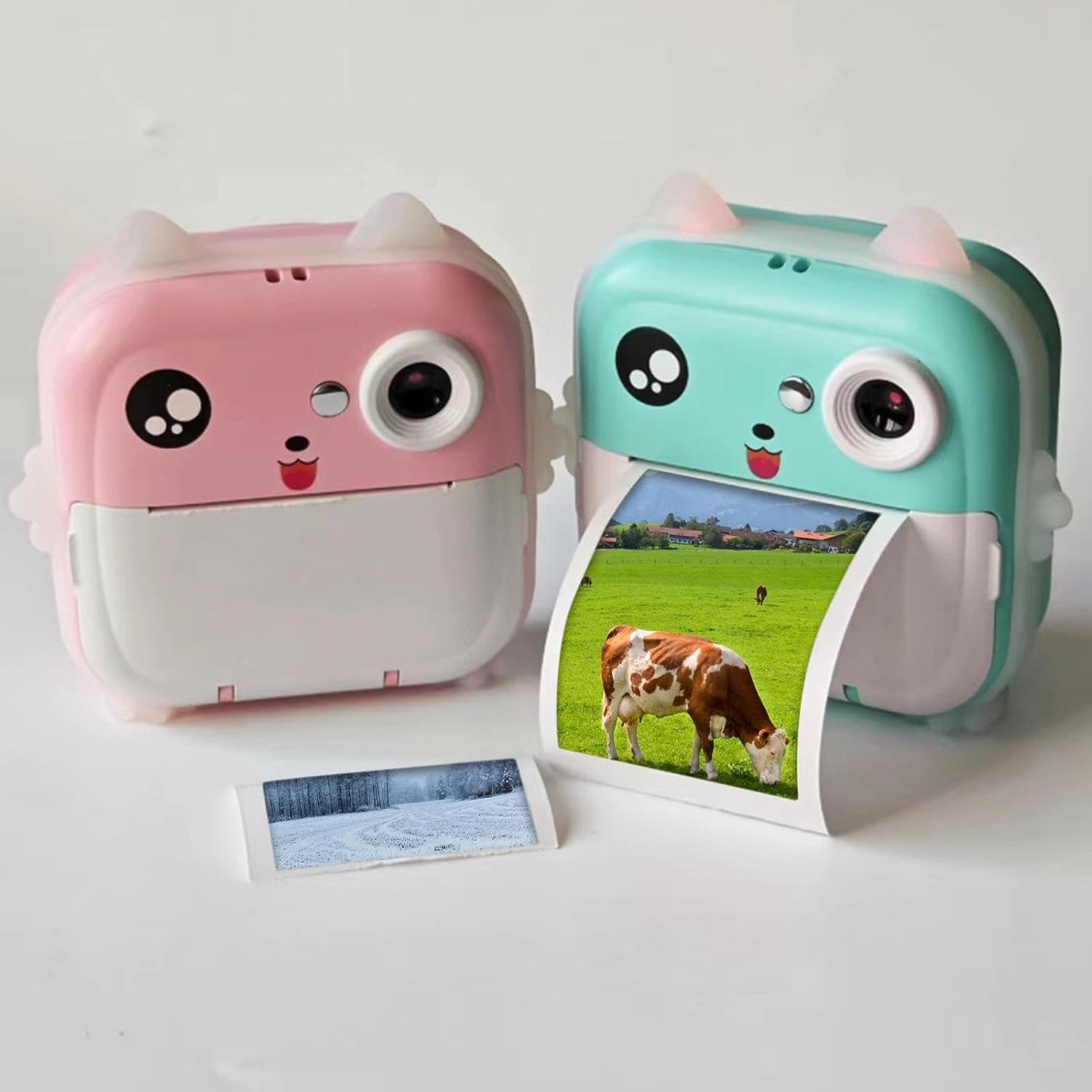 RESIGILAT - Aparat foto digital cu imprimare termica pentru copii, focalizare automata, display color de 2,4 inch 1080P Full HD