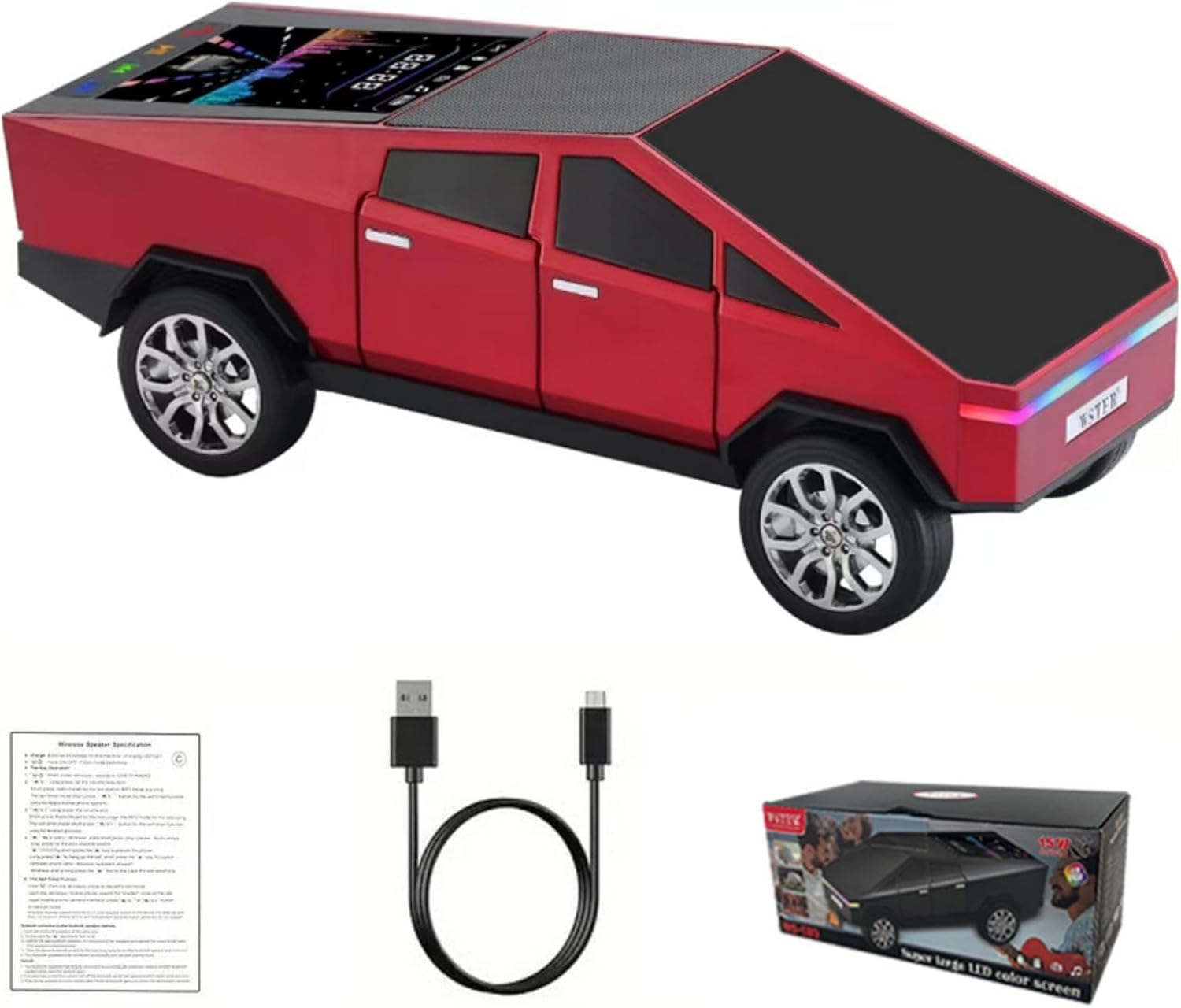 Boxa Portabila Cyber Truck Speaker Wireless TWS cu Sunet 3D si Design Futurist