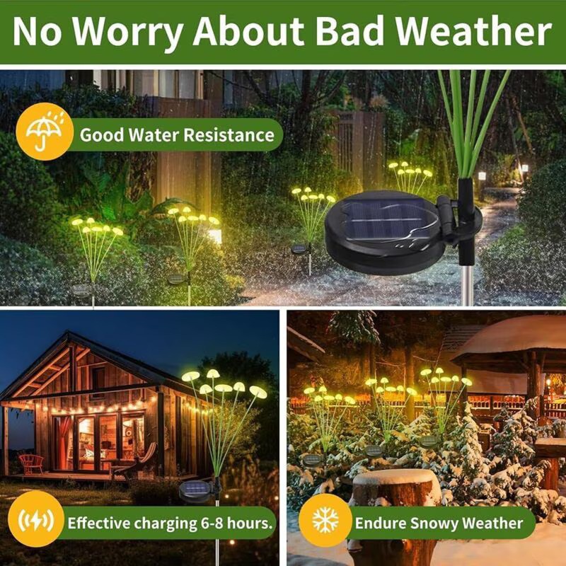 Set 2 Lumini Solare Meduza ZHUDDONG 12 LED Alb Cald 30cm Decoratiune Gradina - detaliu produs