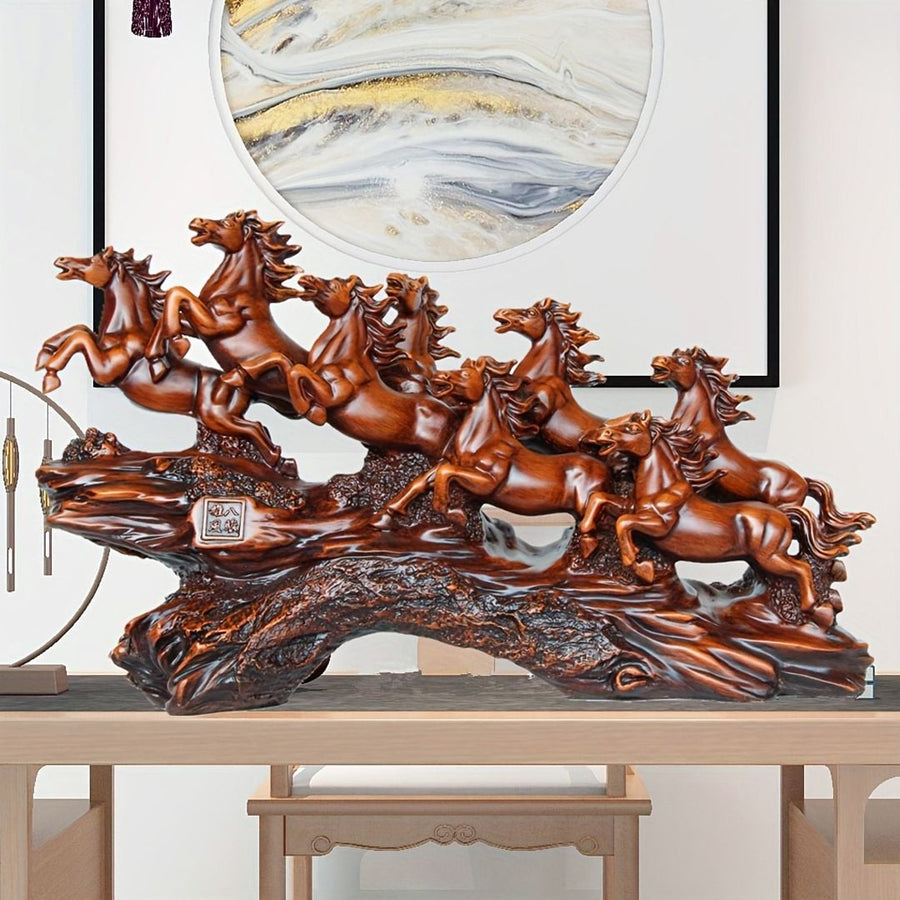 Statueta decorativa cai in alergare – rasina – design artistic premium 11 x 36 x 21 cm