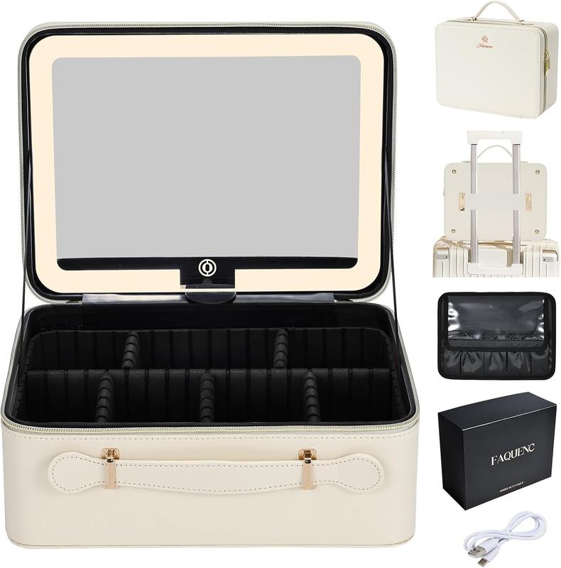 RESIGILAT - Geanta Cosmetica Pentru Make-up cu Oglinda LED  cu Touch, 26x23x11 cm