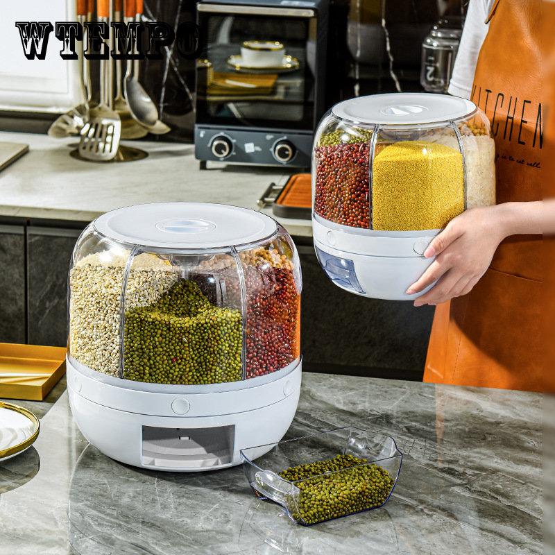 Dispenser rotativ pentru cereale, bomboane, 6 compartimente